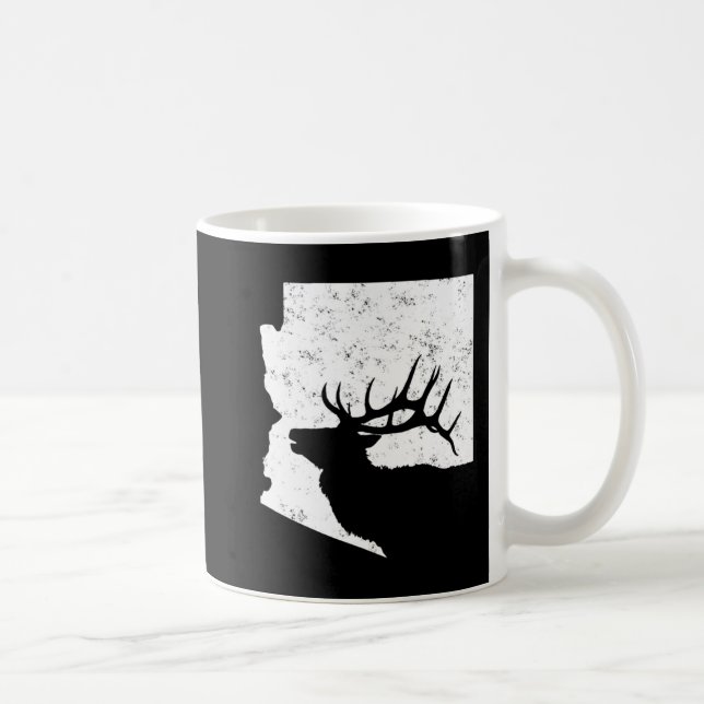 Arizona Elk Hunting   Bull Elk AZ State Shape  Coffee Mug (Right)