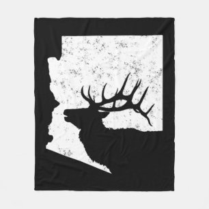 Arizona Elk Hunting Bull Elk AZ State Shape Fleece Blanket