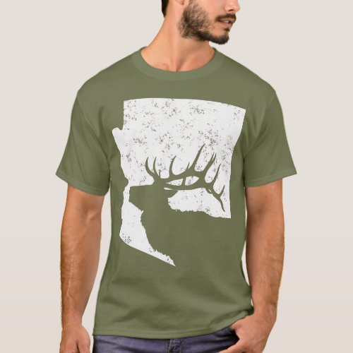 Arizona Elk Hunting   Bull Elk AZ State Shape T_Shirt