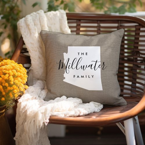 Arizona Family Monogram State Throw Pillow