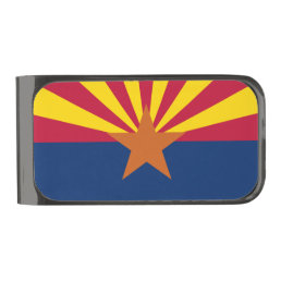 Arizona Flag, American The Copper State Gunmetal Finish Money Clip