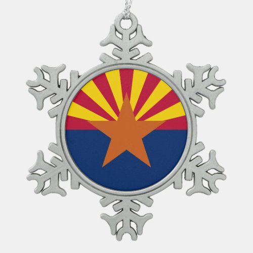 Arizona Flag American The Copper State Snowflake Pewter Christmas Ornament