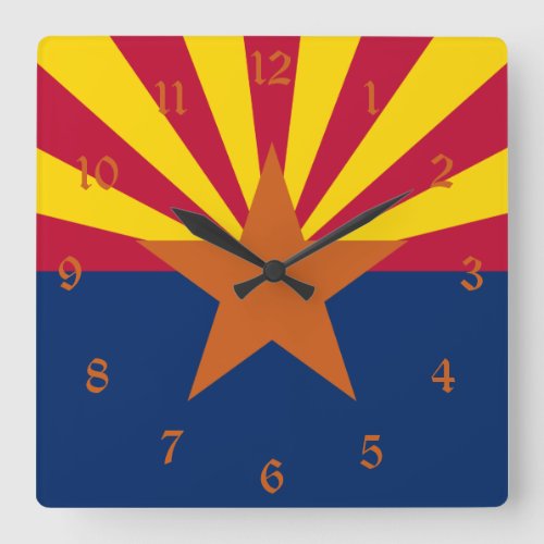 Arizona Flag American The Copper State Square Wall Clock