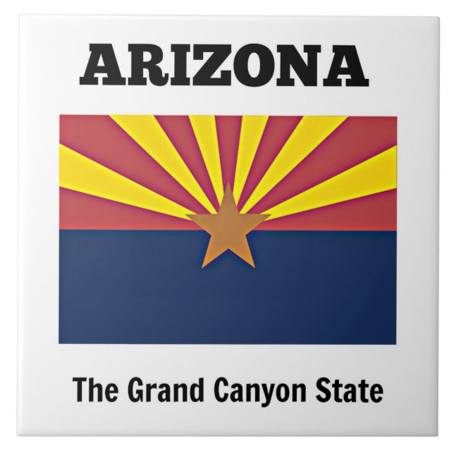 Arizona, flag and motto, ceramic tile (Front)