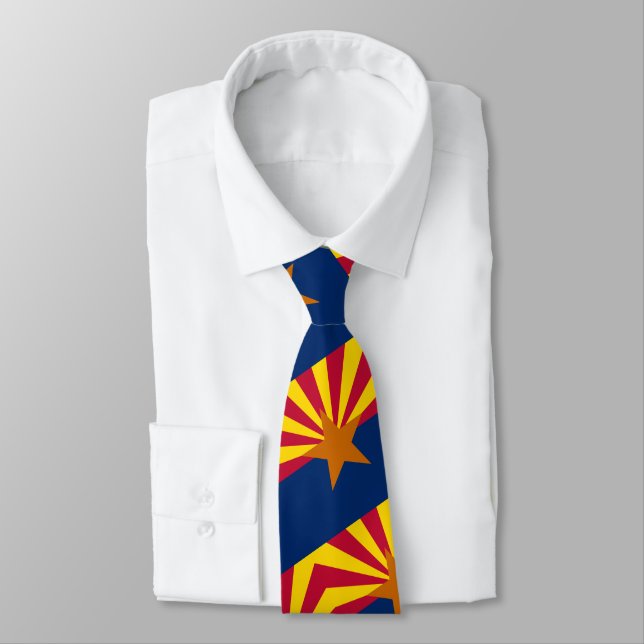 Arizona Flag & Arizona USA business travel/sports Neck Tie (Tied)