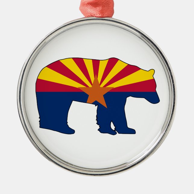 Arizona Flag Bear Metal Ornament (Front)