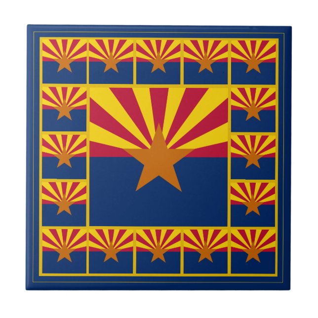 Arizona Flag Ceramic Tile / Patriots Decor USA (Front)