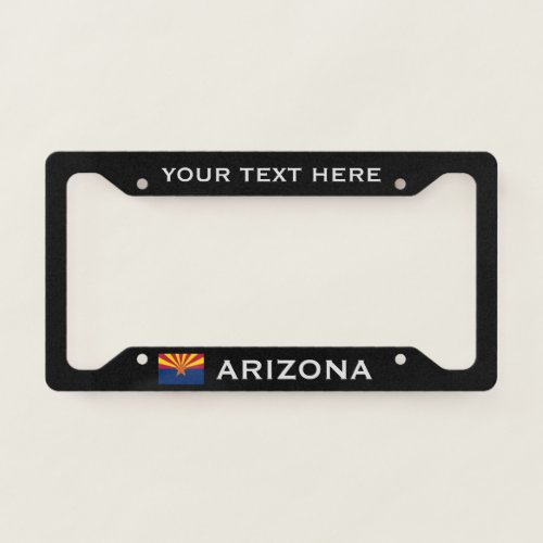 Arizona Flag Custom Add Your Text Black  License Plate Frame