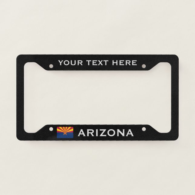 Arizona Flag Custom Add Your Text Black  License Plate Frame (Front)