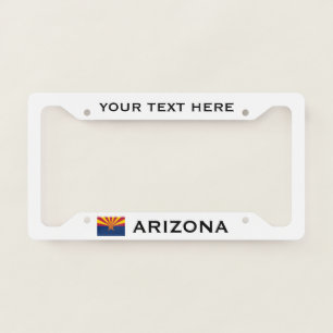 Arizona Flag Custom Add Your Text White    License Plate Frame