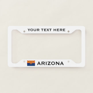 Arizona Flag Custom Add Your Text White License Plate Frame