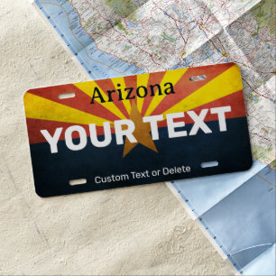 Arizona Flag Custom Text Vintage License Plate