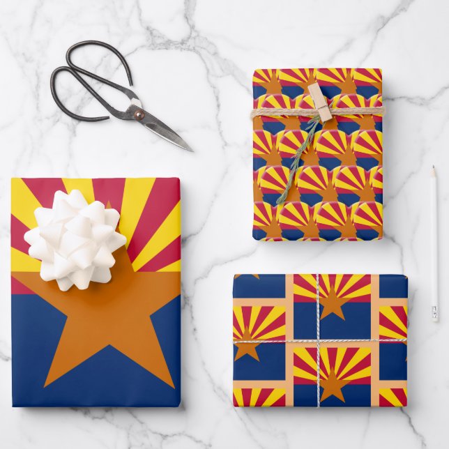 Arizona Flag, Heart & Arizona Fashion /Gift Set Wrapping Paper Sheets (Front)