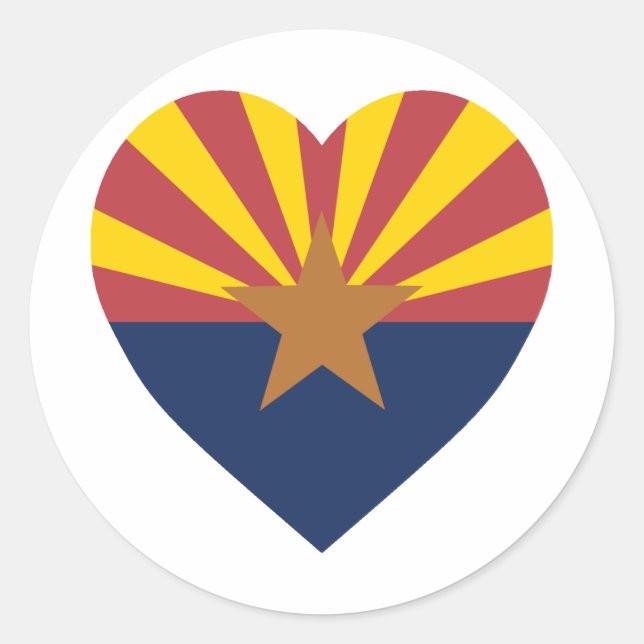 Arizona Flag Heart Classic Round Sticker (Front)
