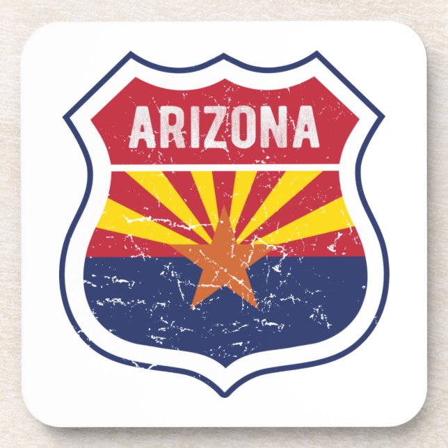 Arizona Flag Route 66 Poster Acrylic Print Triptyc Beverage Coaster (Front)