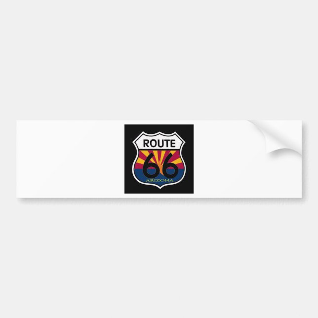 Arizona Flag Route 66 Shield Bumper Sticker (Front)