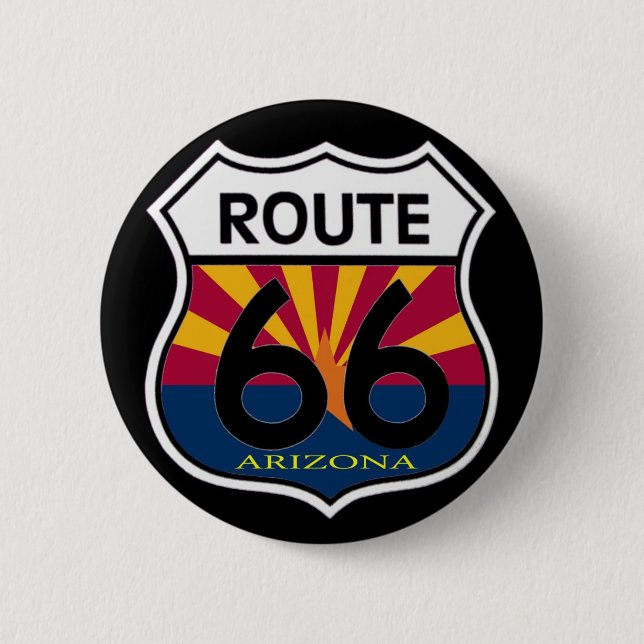 Arizona Flag Route 66 Shield Button (Front)