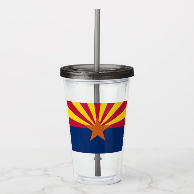 Arizona Flag: Setting Star Sun, The Copper State Acrylic Tumbler (Front)