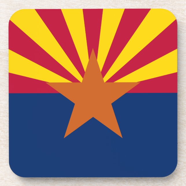 Arizona Flag: Setting Star Sun, The Copper State Beverage Coaster (Front)