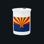 Arizona Flag: Setting Star Sun, The Copper State Beverage Pitcher<br><div class="desc">The Arizona flag, a vibrant testament to the state's unique landscape and rich history, tells a story of contrasting beauty and enduring strength. Its design, a masterpiece of simplicity and symbolism, captures the essence of the Grand Canyon State. - The flag's upper half is dominated by a striking display of...</div>