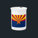 Arizona Flag: Setting Star Sun, The Copper State Beverage Pitcher<br><div class="desc">The Arizona flag, a vibrant testament to the state's unique landscape and rich history, tells a story of contrasting beauty and enduring strength. Its design, a masterpiece of simplicity and symbolism, captures the essence of the Grand Canyon State. - The flag's upper half is dominated by a striking display of...</div>