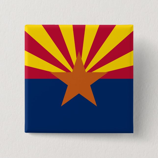 Arizona Flag: Setting Star Sun, The Copper State Button (Front)