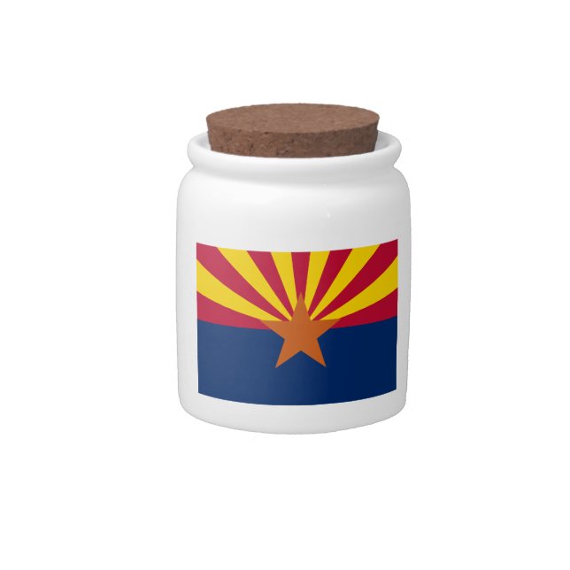 Arizona Flag: Setting Star Sun, The Copper State Candy Jar (Front)