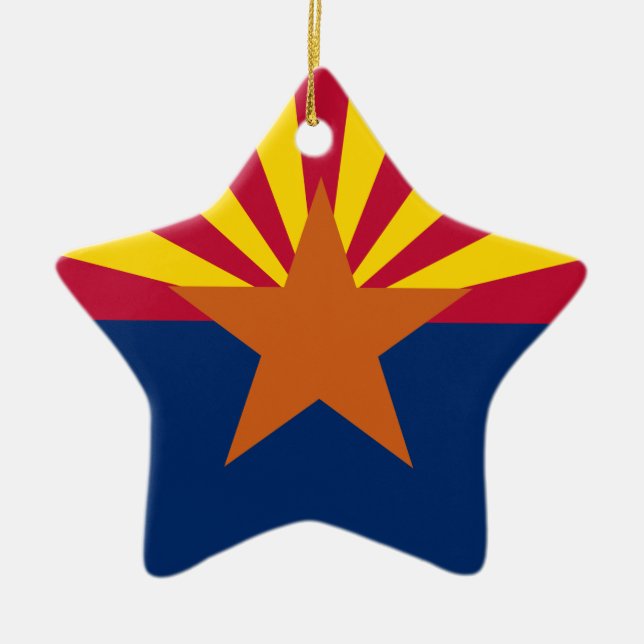 Arizona Flag: Setting Star Sun, The Copper State Ceramic Ornament (Front)