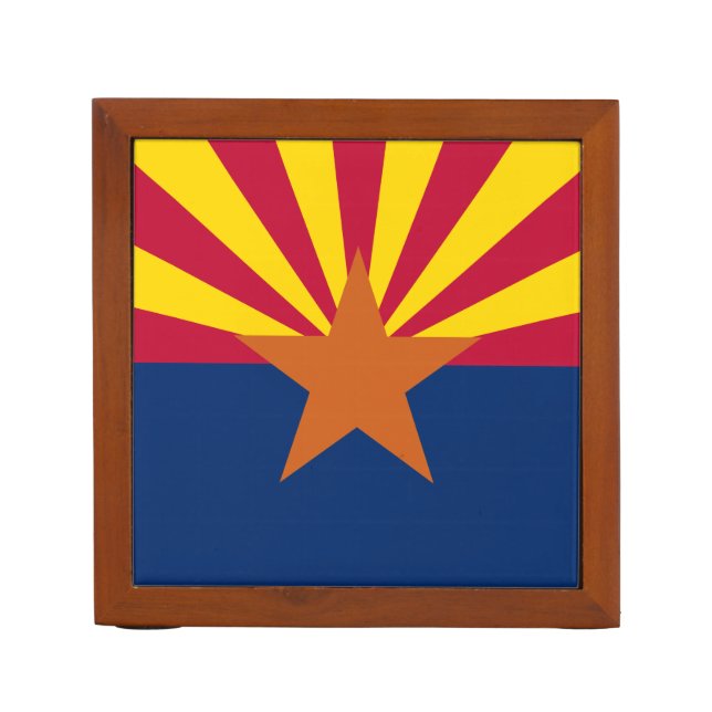 Arizona Flag: Setting Star Sun, The Copper State Desk Organizer (Front)