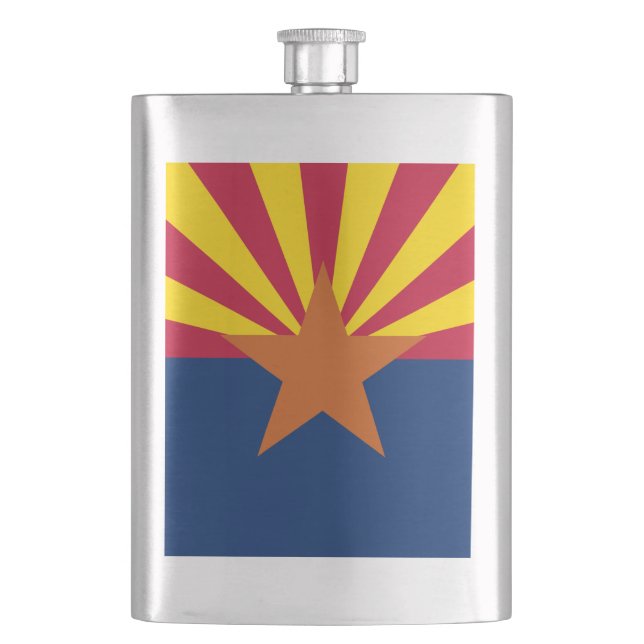 Arizona Flag: Setting Star Sun, The Copper State Flask (Front)