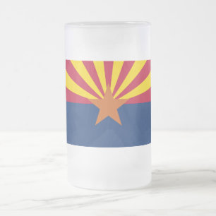 Arizona Flag: Setting Star Sun, The Copper State Frosted Glass Beer Mug