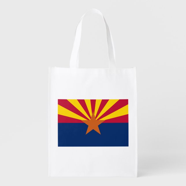 Arizona Flag: Setting Star Sun, The Copper State Grocery Bag (Front)