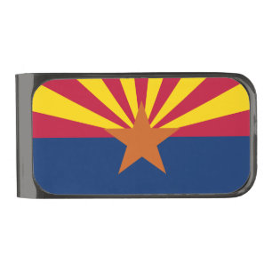 Arizona Flag: Setting Star Sun, The Copper State Gunmetal Finish Money Clip