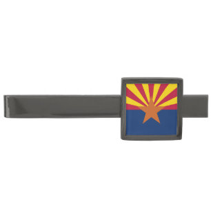 Arizona Flag: Setting Star Sun, The Copper State Gunmetal Finish Tie Bar