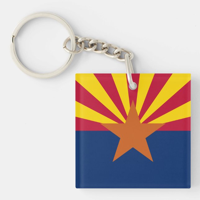 Arizona Flag: Setting Star Sun, The Copper State Keychain (Front)