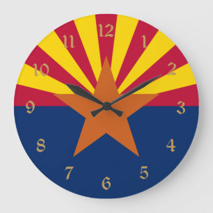 Arizona Flag: Setting Star Sun, The Copper State Large Clock