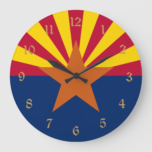 Arizona Flag: Setting Star Sun, The Copper State Large Clock (Front)