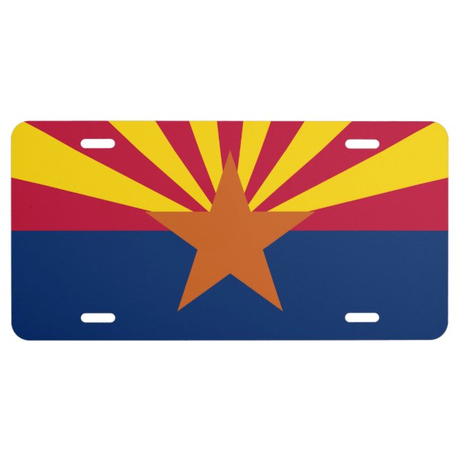 Arizona Flag: Setting Star Sun, The Copper State License Plate (Front)