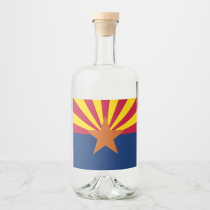 Arizona Flag: Setting Star Sun, The Copper State Liquor Bottle Label