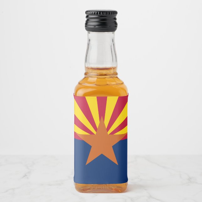 Arizona Flag: Setting Star Sun, The Copper State Liquor Bottle Label (Front)