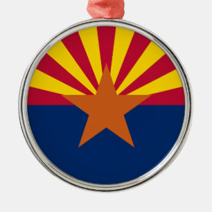 Arizona Flag: Setting Star Sun, The Copper State Metal Ornament