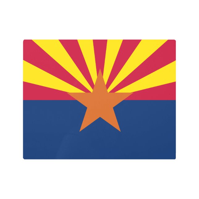 Arizona Flag: Setting Star Sun, The Copper State Metal Print (Front)