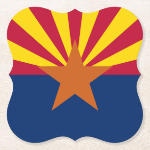 Arizona Flag: Setting Star Sun, The Copper State Paper Coaster