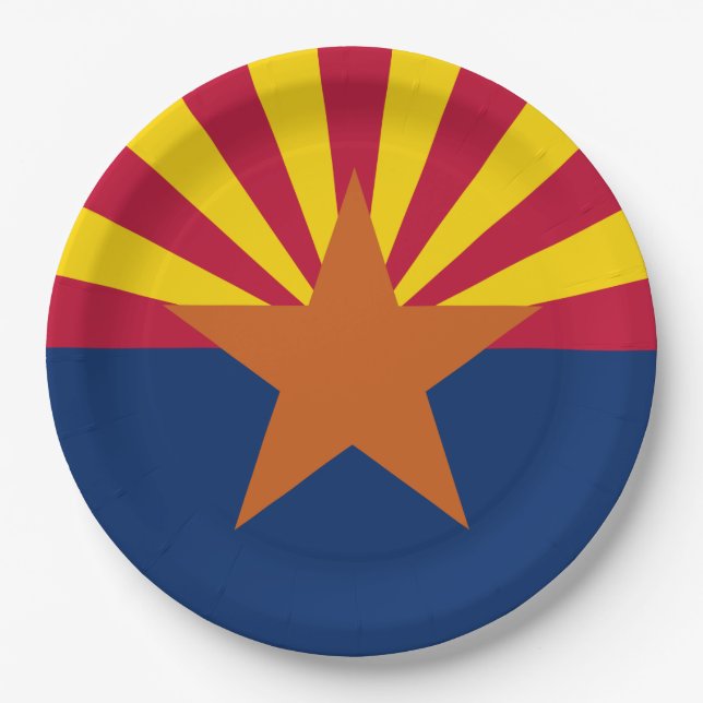 Arizona Flag: Setting Star Sun, The Copper State Paper Plates (Front)