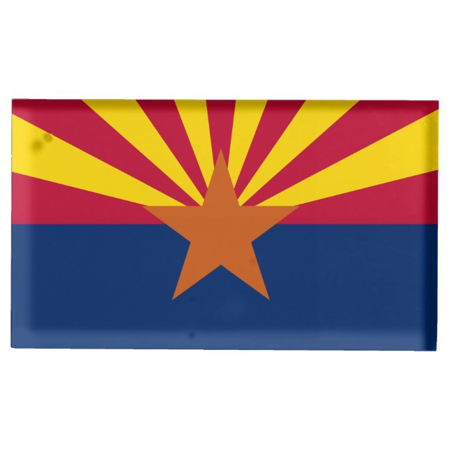 Arizona Flag: Setting Star Sun, The Copper State Place Card Holder (Front)