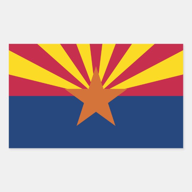 Arizona Flag: Setting Star Sun, The Copper State Rectangular Sticker (Front)