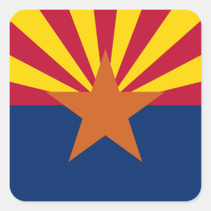 Arizona Flag: Setting Star Sun, The Copper State Square Sticker