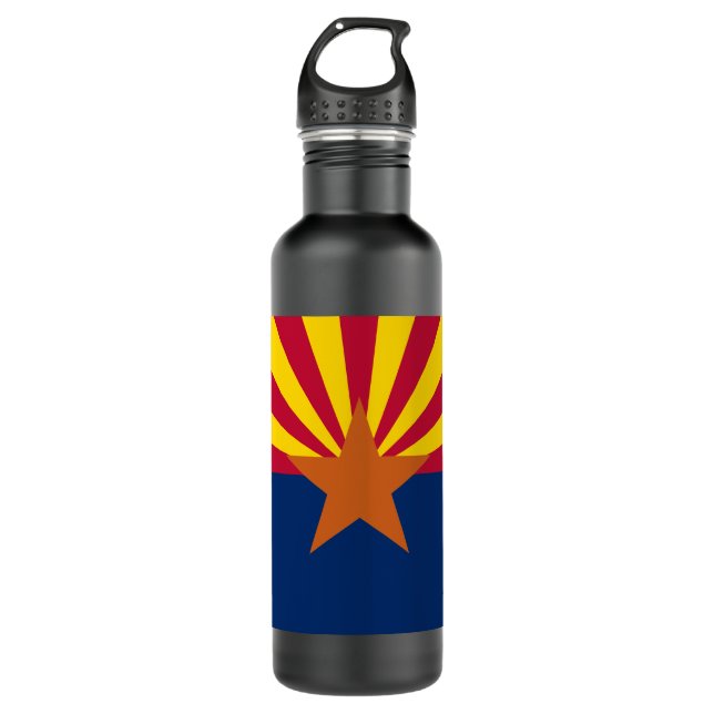 Arizona Flag: Setting Star Sun, The Copper State Stainless Steel Water Bottle (Front)
