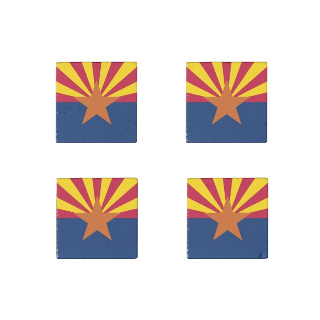 Arizona Flag: Setting Star Sun, The Copper State Stone Magnet (Front)