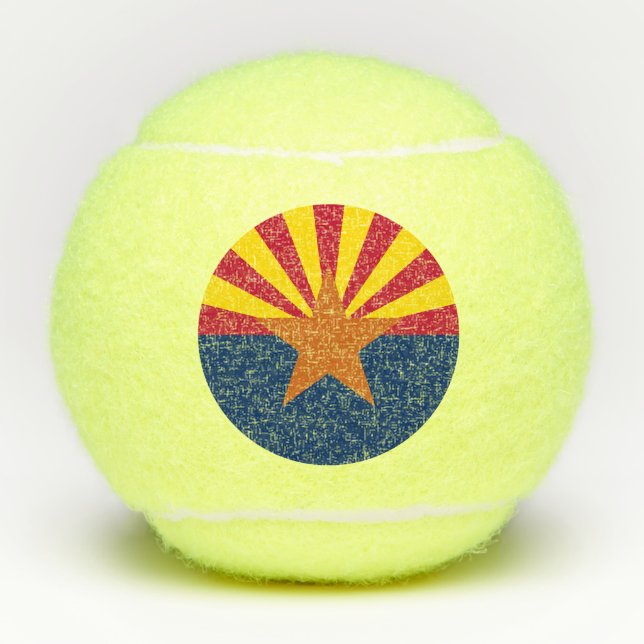 Arizona Flag: Setting Star Sun, The Copper State Tennis Balls (Front)